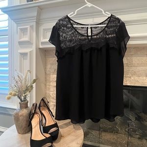 Boutique Black Lace and Silk top